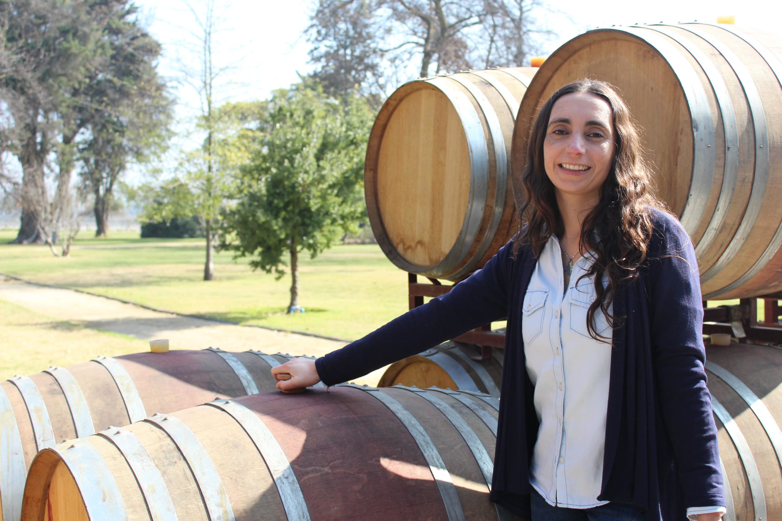 Guide to the wineries in Chile. Pilar Diaz winemaker at Volcanes de Chile winery in Maipo, Chile