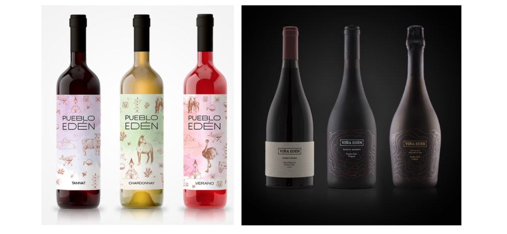 Viña Edén wines Tannat Chardonnay Rose and Pueblo Eden wines from Maldonado, sparkling still white and red