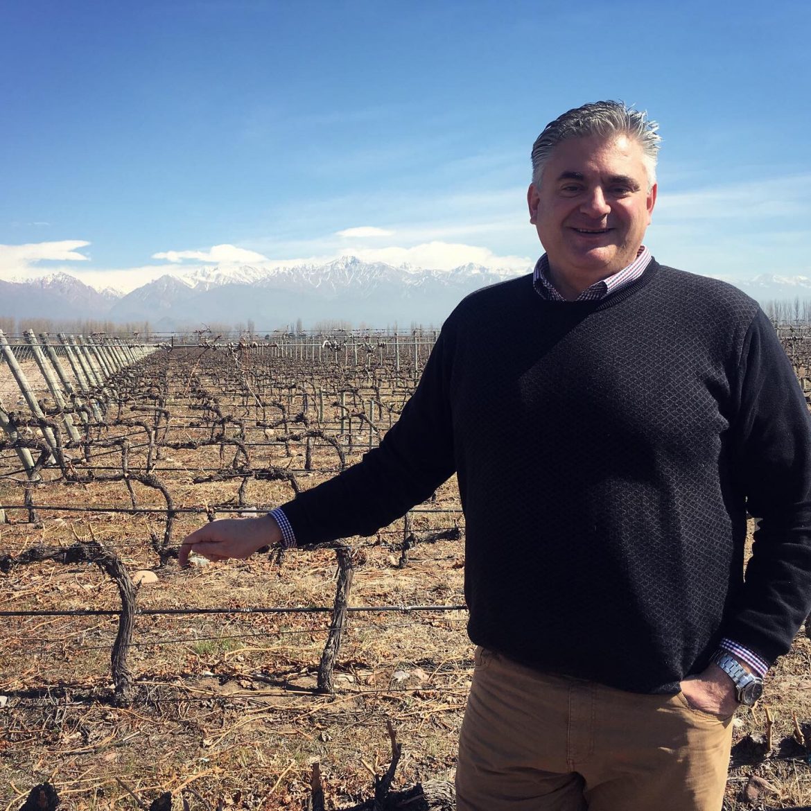 Silvio Alberto in Los Chacayes vineyard comparing terroir with San Rafael. Bianchi wine interview