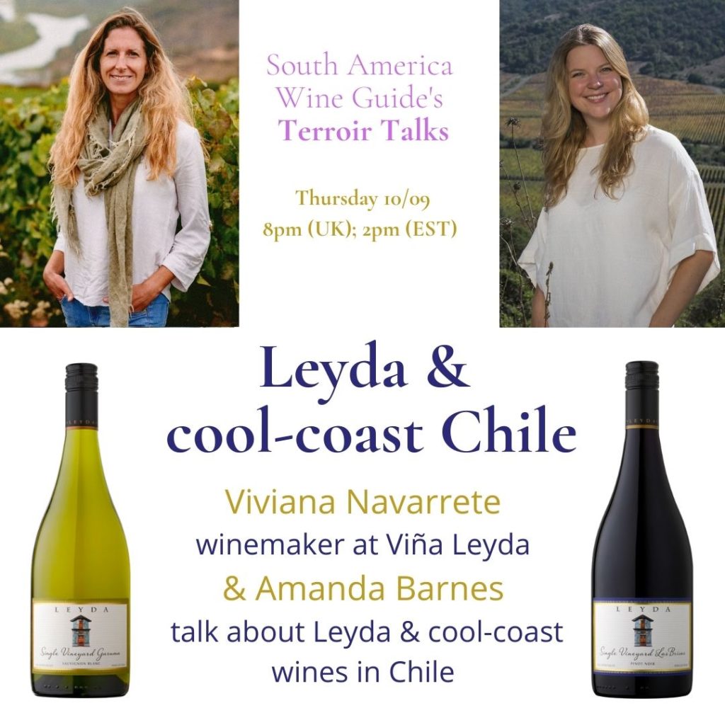 Leyda and cool coastal Chile , terroir talk with Viviana Navarrete of Vina Leyda. winemaker terroir talk series with south america wine guide amanda barnes