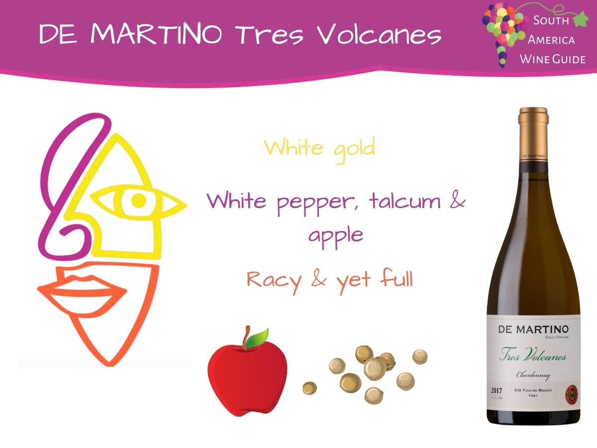 De Martino Tres Volcanes Chardonnay wine from Malleco, Chile produced by winemaker Nicolas Perez