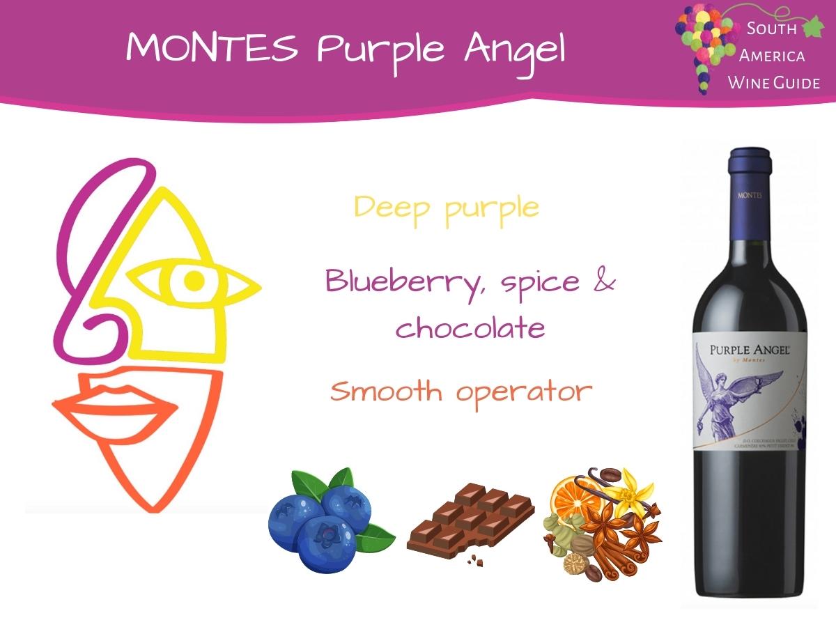 Montes Purple Angel Carmenere wine from Apalta in Chile produced by winemaker Aurelio Montes